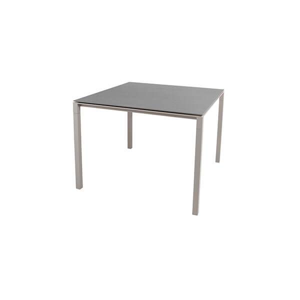 Cane-Line Pure havebord - 100x100 cm - Basalt grå bordplade, stel: taupe