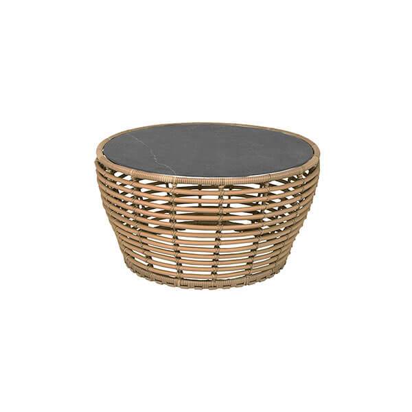 Cane-Line Basket sofabord - Mellem - Stel: Natur Bordplade: sort
