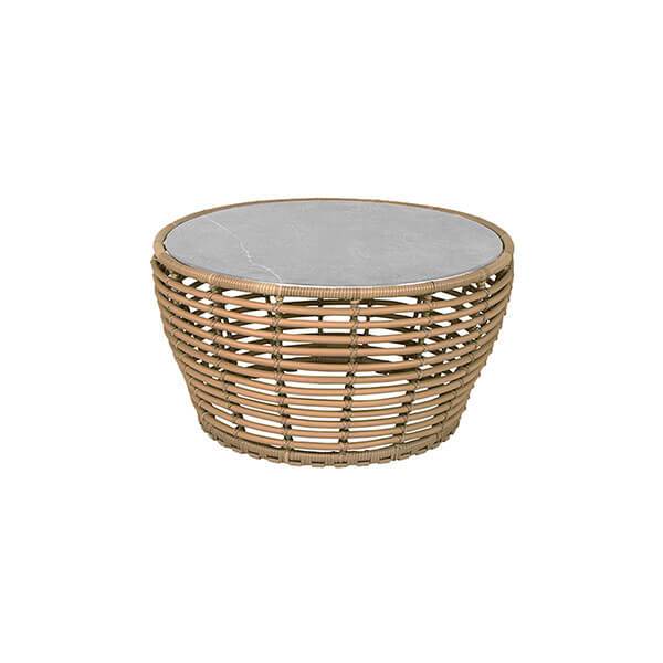 Cane-Line Basket sofabord - Mellem - Stel: natur Bordplade: grå