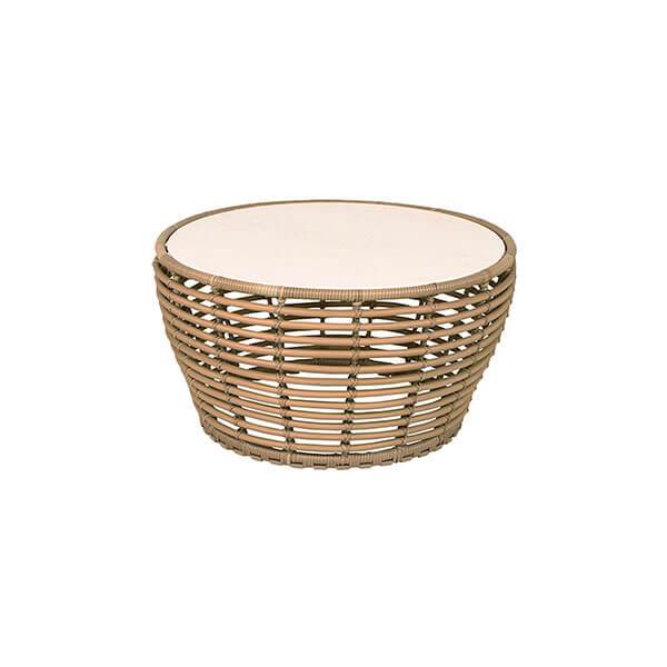 Cane-Line Basket sofabord - Mellem - Stel: natur Bordplade: Tevertin