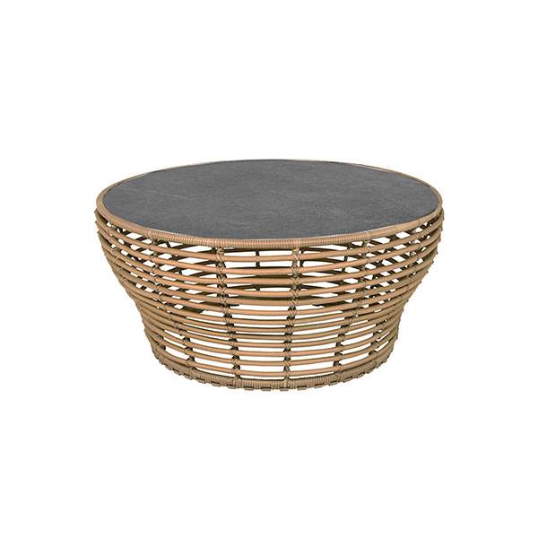 Cane-Line Basket sofabord - Stor - Stel: natur Bordplade: grå