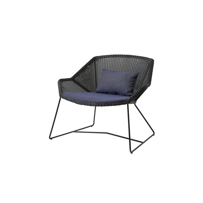 Billede af Cane-Line Breeze loungestol - sort med blå hynde