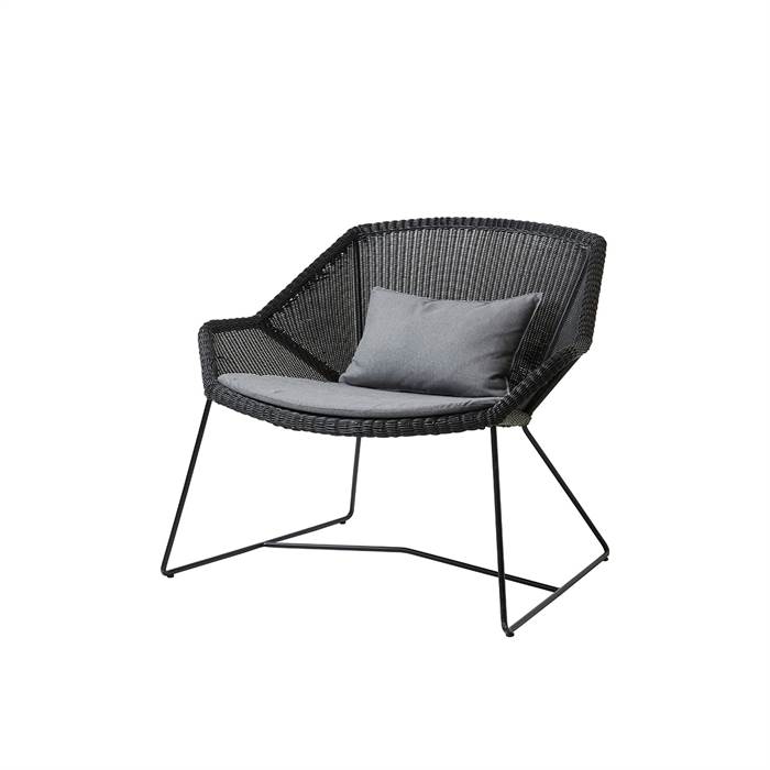 Billede af Cane-Line Breeze loungestol - sort med grå hynde