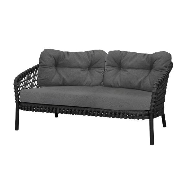 Cane-line Ocean large 2-pers. sofa - Soft Rope Dark grey / AirTouch Grey  : Erling Christensen Møbler