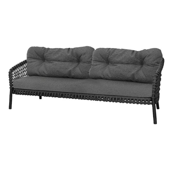 Cane-line Ocean large 3-pers. sofa - AirTouch Grey / Soft Rope Dark grey  : Erling Christensen Møbler