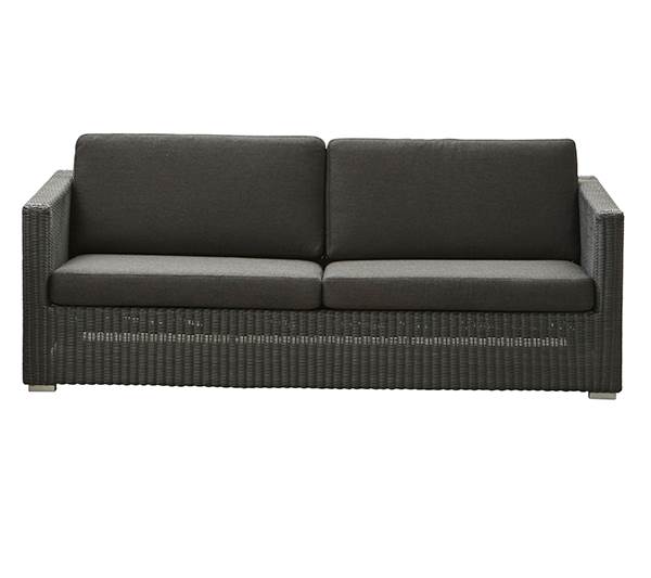 Se Cane-Line Chester sofa, Grafit grå, hynde i sort hos Erling Christensen Møbler
