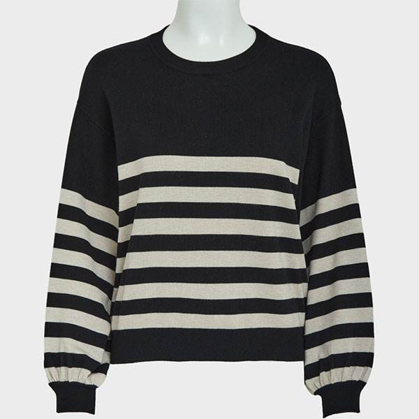 Se Minus Perla striped knit pullover - Black stripe hos Erling Christensen Møbler