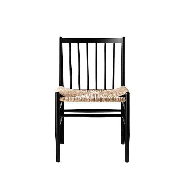 #1 - FDB Møbler - J80 spisebordsstol - sortmalet bøg med natur flet