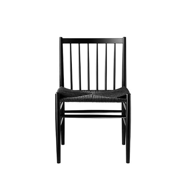 10: FDB Møbler - J80 spisebordsstol - sortmalet bøg med sort flet