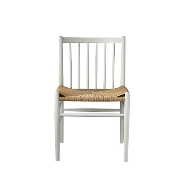 3: FDB Møbler - J80 spisebordsstol - hvidmalet bøg med natur flet