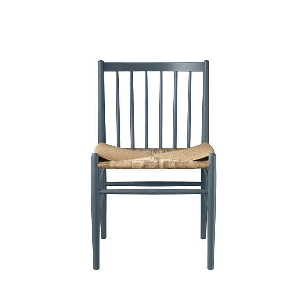 9: FDB Møbler - J80 spisebordsstol - Blue grey malet bøg med natur flet