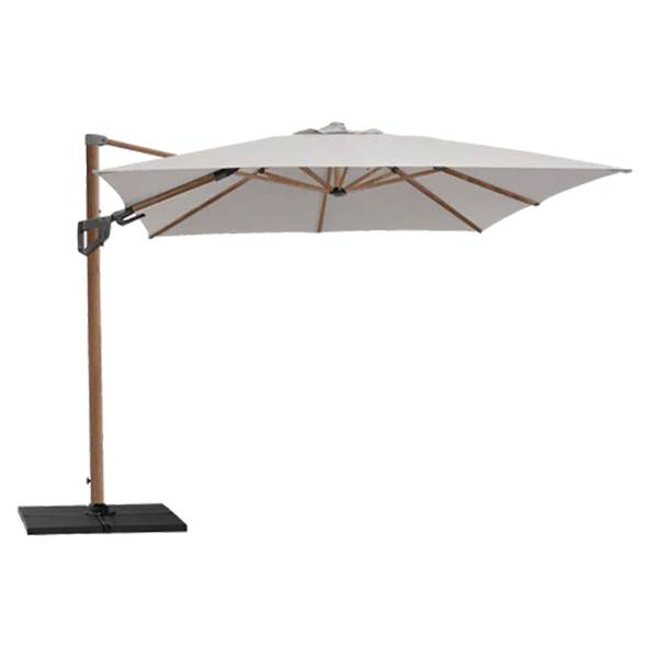 Cane-line Hyde Luxe parasol inkl. fod - 3x4 m. - Aluminium (wood look) w/ Dusty white fabric  : Erling Christensen Møbler