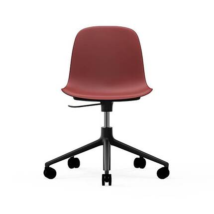 Form drejestol med hjul - Roed/sort aluminium