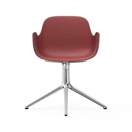 Form drejestol m. armlaen - Roed/aluminium