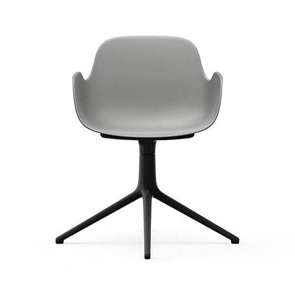 Form drejestol m. armlaen - Graa/sort aluminium