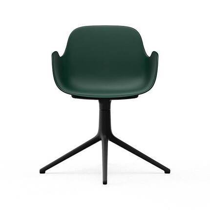 Form drejestol m. armlaen - Groen/sort aluminium