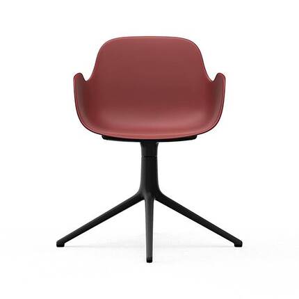 Form drejestol m. armlaen - Roed/sort aluminium