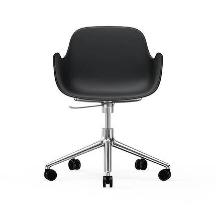 Form drejestol m. armlaen og hjul - Sort/aluminium