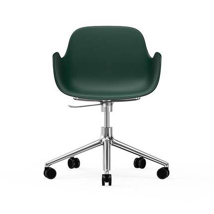 Form drejestol m. armlaen og hjul - Groen/aluminium