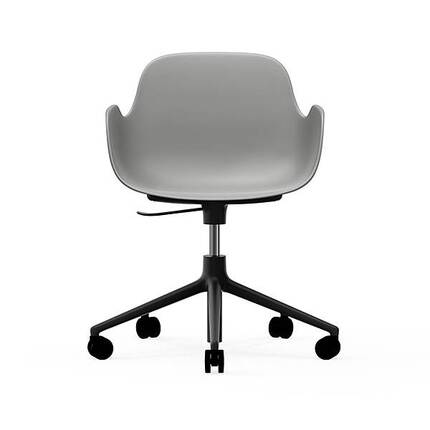 Form drejestol m. armlaen og hjul - Graa/sort aluminium