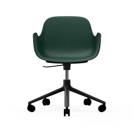  Form drejestol m. armlaen og hjul - Groen/sort aluminium