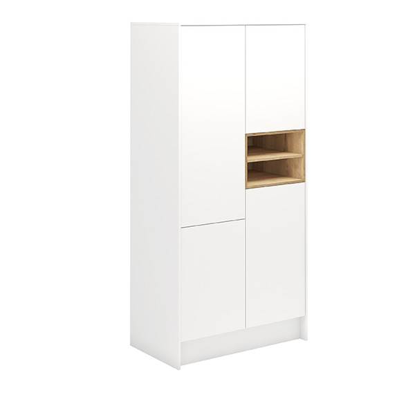 Garderobeskab i 2 sektioner - Hvid/eg melamin - B:104 cm