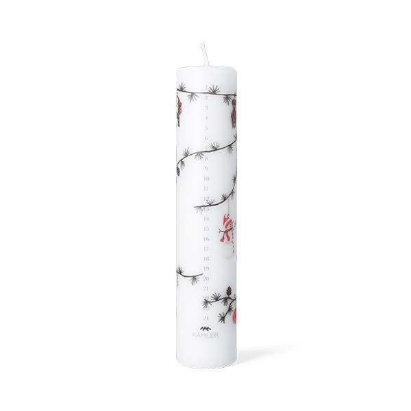 Kähler Hammershøi Christmas kalenderlys 2025 Ø5 cm - Hvid m. deko