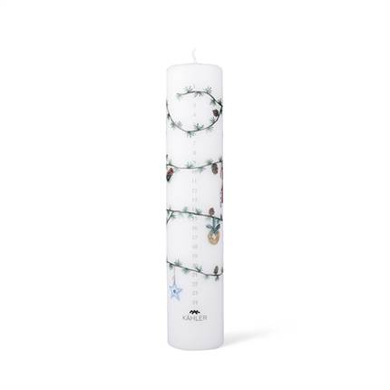 Kähler Hammershøi Christmas kalenderlys 2026 Ø5 cm - Hvid m. deko