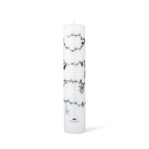 Kahler Kähler Hammershøi Christmas kalenderlys 2026 Ø5 cm - Hvid m. deko : Erling Christensen Møbler  : Erling Christensen Møbler