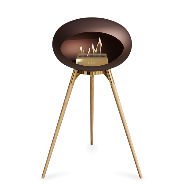 Le Feu Ground Wood High i mocca - Sæbebehandlet eg ben - Rose gold stel - Rose gold brænder