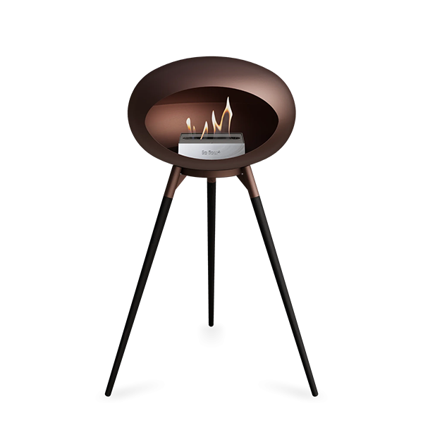 Le Feu Ground Wood High i mocca - Sorte ben - Mocca stel - Stål brænder