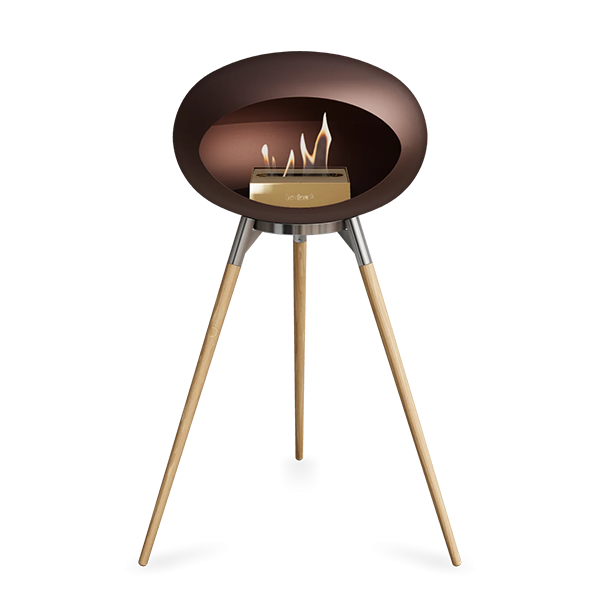 Le Feu Ground Wood High i mocca - Sæbebehandlet eg ben - Poleret stål stel - Rose gold brænder