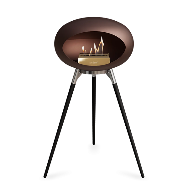 Le Feu Ground Wood High i mocca - Sorte ben - Poleret stål stel - Rose gold brænder