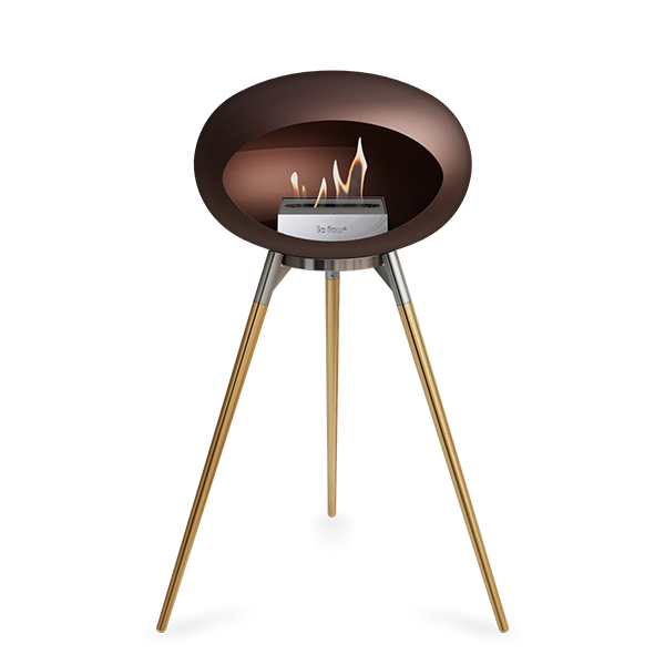 Le Feu Ground Wood High i mocca - Rose gold ben - Poleret stål stel - Stål brænder