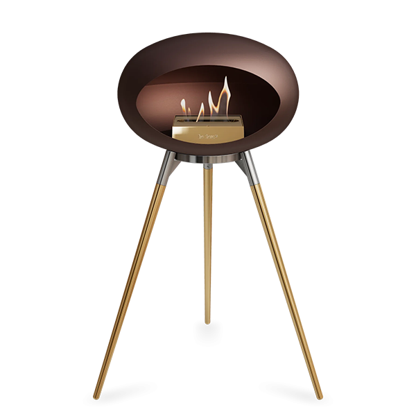 Le Feu Ground Wood High i mocca - Rose gold ben - Poleret stål stel - Rose gold brænder