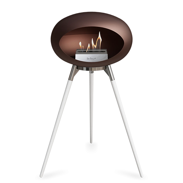 Le Feu Ground Wood High i mocca - Hvide ben - Poleret stål stel - Stål brænder