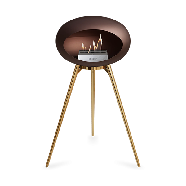 Le Feu Ground Wood High i mocca - Rose gold ben - Rose gold stel - Stål brænder