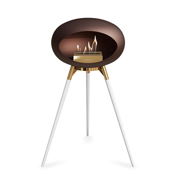 Le Feu Ground Wood High i mocca - Hvide ben - Rose gold stel - Rose gold brænder