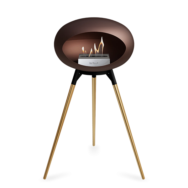 Le Feu Ground Wood High i mocca - Rose gold ben - Sort stel - Stål brænder