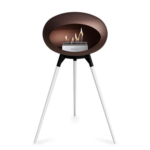 Le Feu Ground Wood High i mocca - Hvide ben - Sort stel - Stål brænder