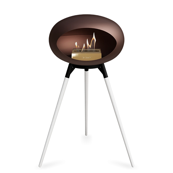 Le Feu Ground Wood High i mocca - Hvide ben - Sort stel - Rose gold brænder