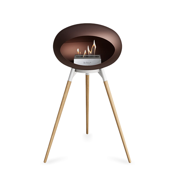 Le Feu Ground Wood High i mocca - Sæbebehandlet eg - Hvidt stel - Stål brænder