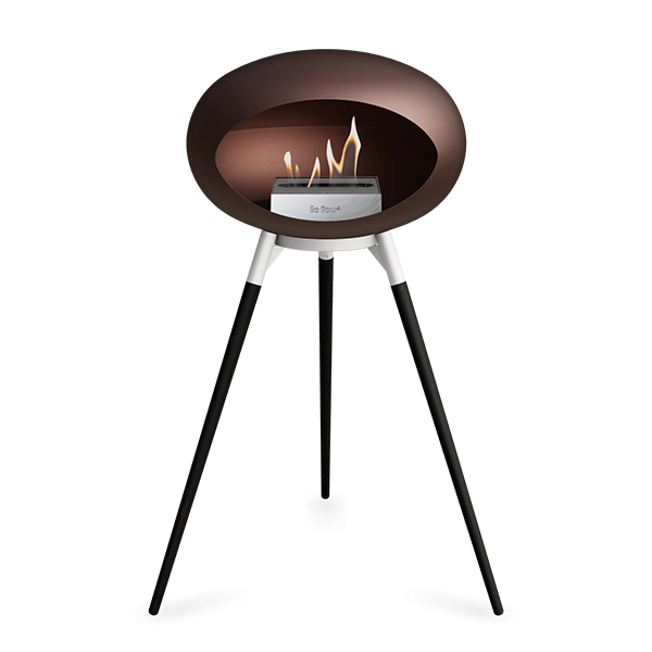 Le Feu Ground Wood High i mocca - Sorte ben - Hvidt stel - Stål brænder