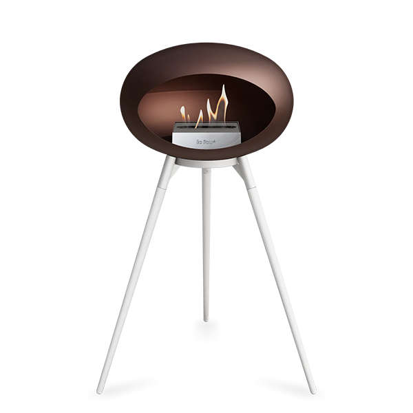 Le Feu Ground Wood High i mocca - Hvide ben - Hvid stel - Stål brænder