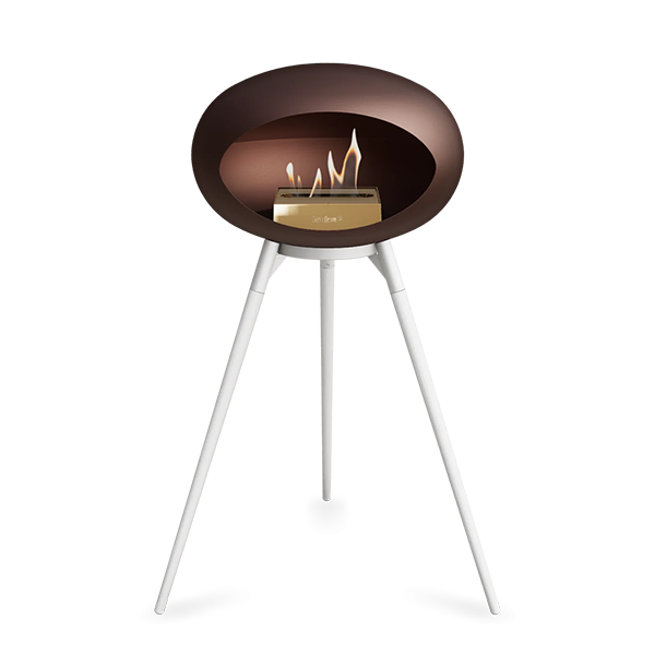 Le Feu Ground Wood High i mocca - Hvide ben - Hvidt stel - Rose gold brænder