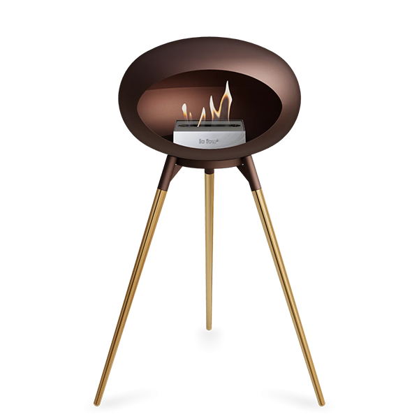 Le Feu Ground Wood High i mocca - Rose gold ben - Mocca stel - Stål brænder