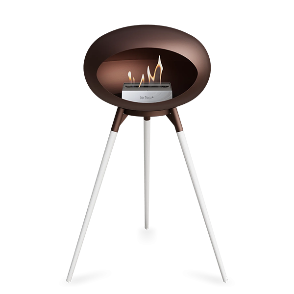 Le Feu Ground Wood High i mocca - Hvide ben - Mocca stel - Stål brænder