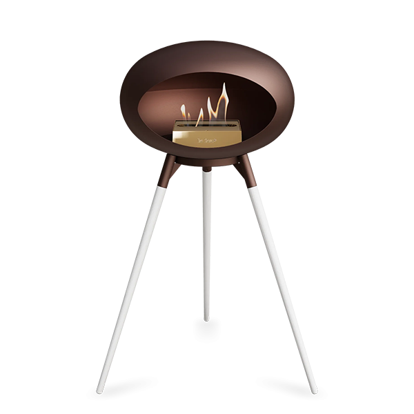 Le Feu Ground Wood High i mocca - Hvide ben - Mocca stel - Rose gold brænder