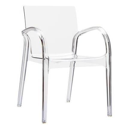 Dejavu stol i klar plast med armlæn