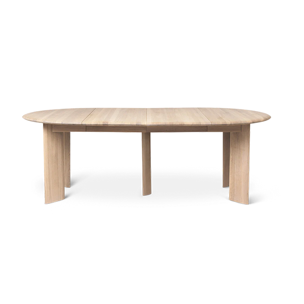 Bevel spisebord med tillægsplader i massiv hvidolieret eg fra Ferm Living
